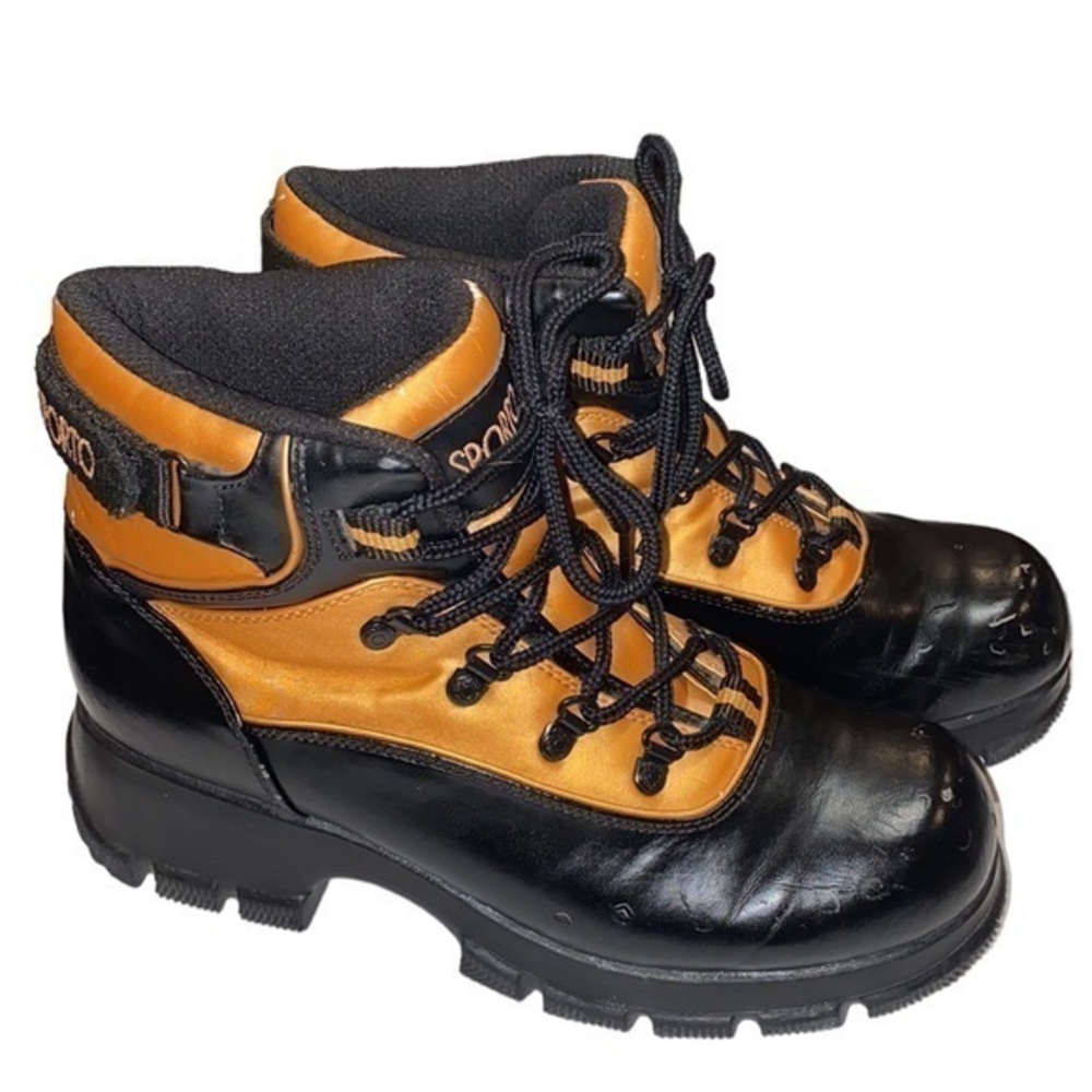 Sporto Lace Up Boots Size 10 Black & Orange
